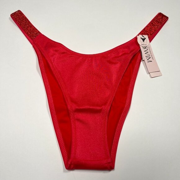 Victoria Secret Large L Brazilian Bikini Bottom Shine Strap Strawberry Pink - Picture 2 of 8